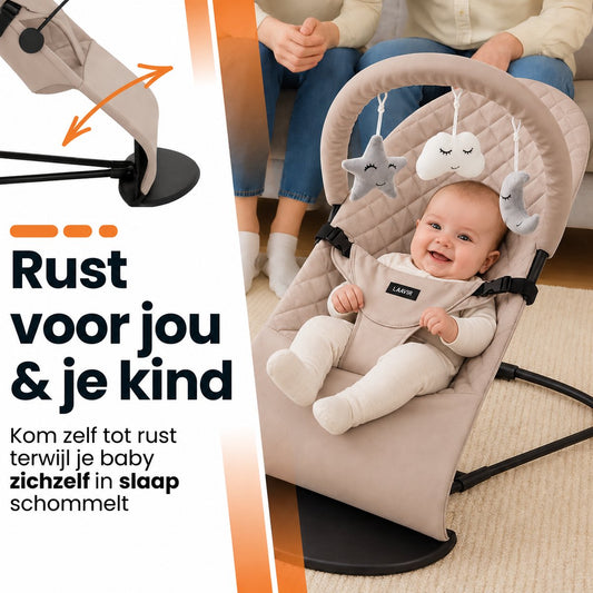 Laavir Baby Wipstoel Compact Beige - vrolijke baby in de wipstoel