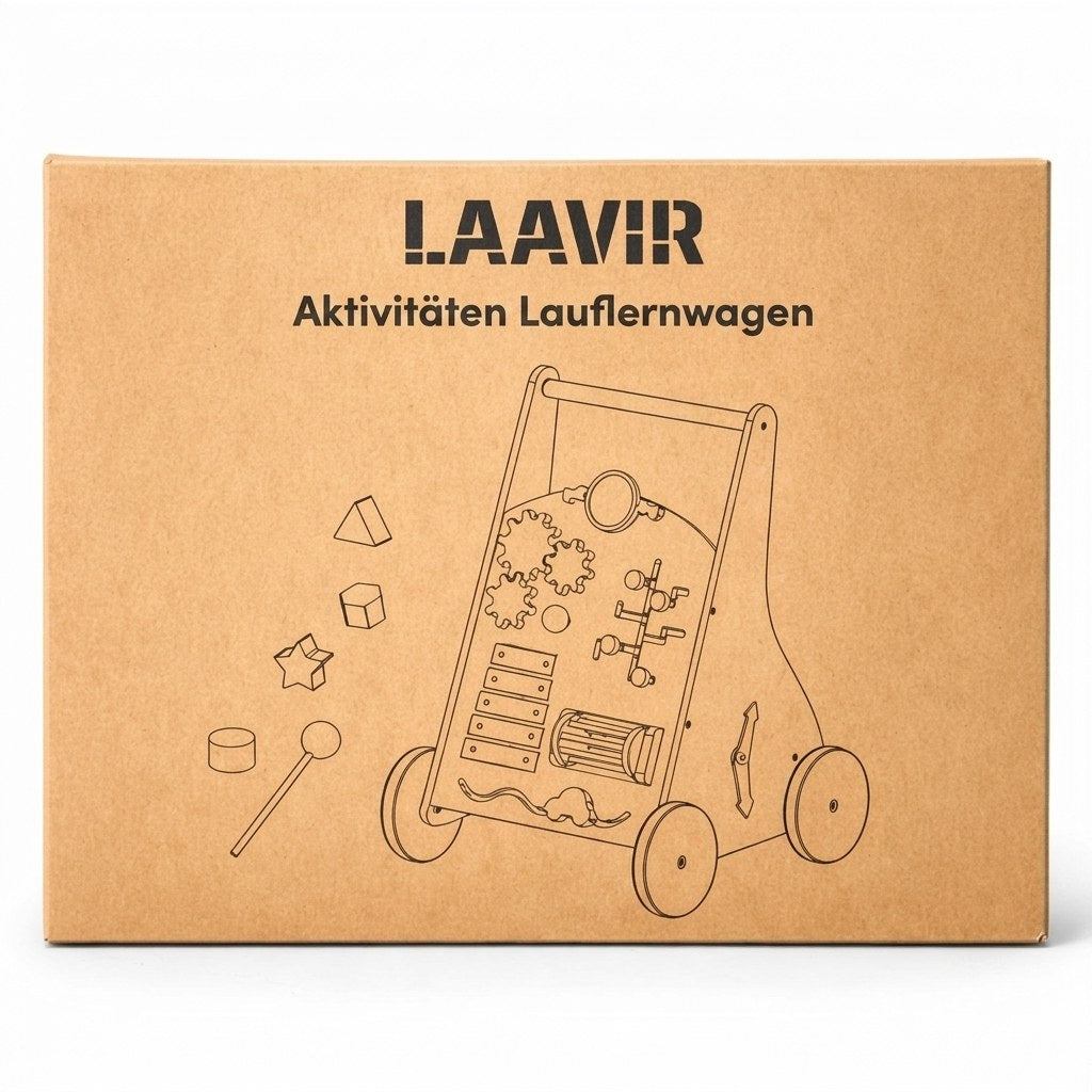 Houten Activiteiten Loopwagen - Montessori - Mintblauw (DE 11)
