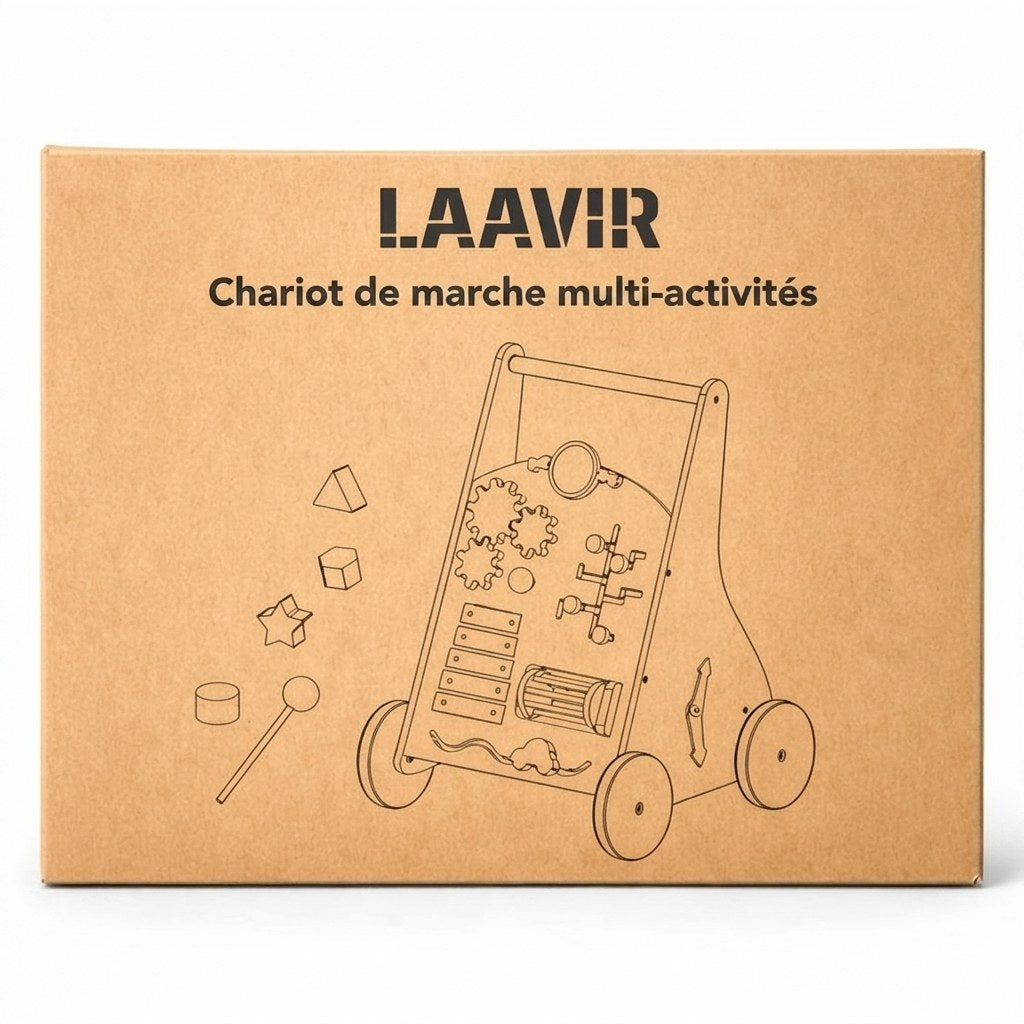 Houten Activiteiten Loopwagen - Montessori - Mintblauw (FR 11)