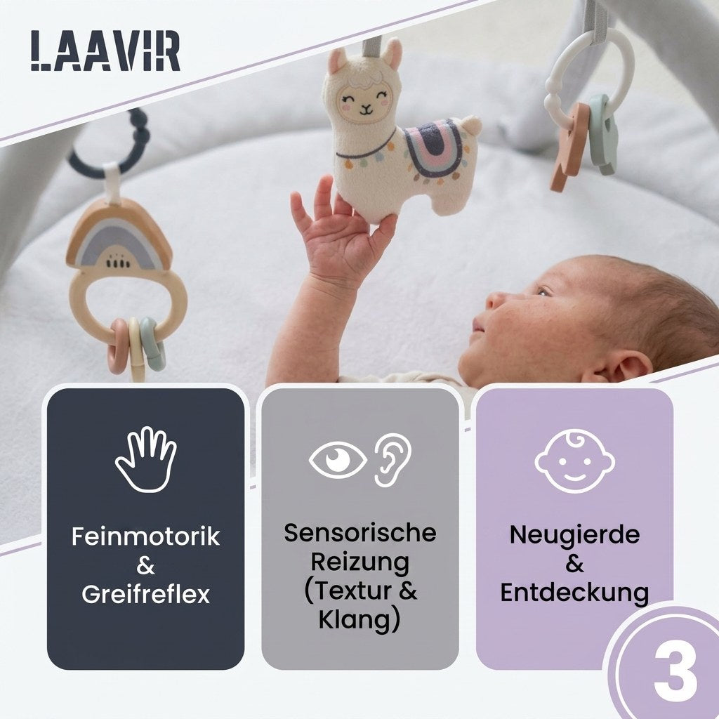 Babygym Speelkleed met Boog - Rond en Gewatteerd - Grijs (DE 3)