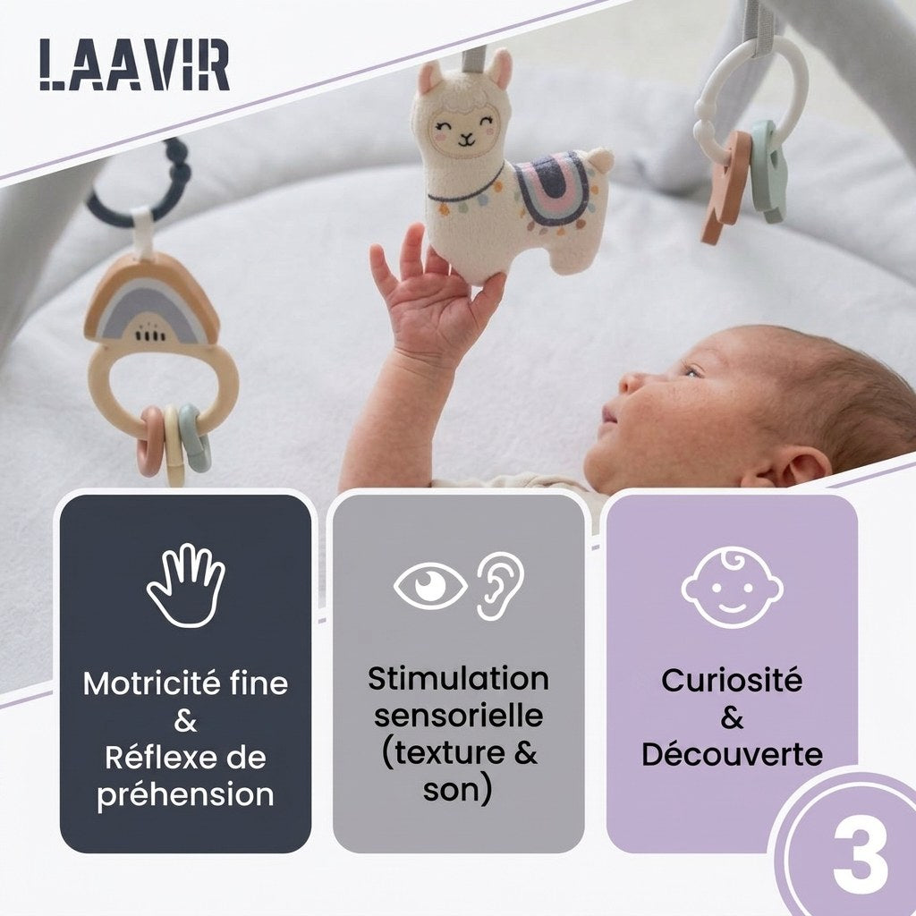 Babygym Speelkleed met Boog - Rond en Gewatteerd - Grijs (FR 3)