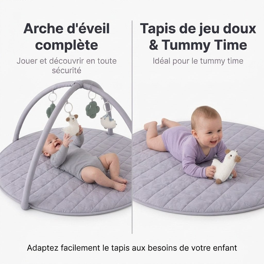 Babygym Speelkleed met Boog - Rond en Gewatteerd - Grijs (FR 5)