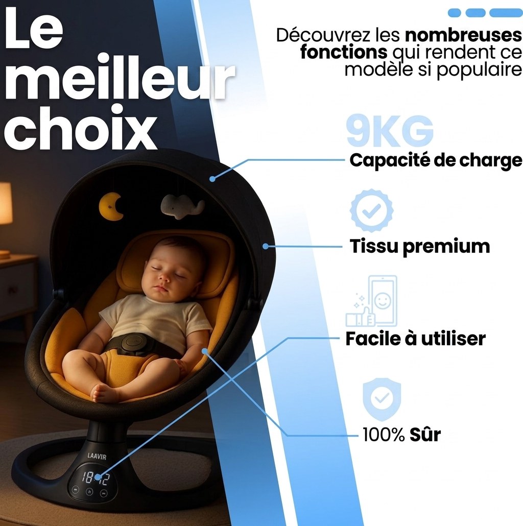 Elektrische Baby Wiegschommel met muziek oranje/zwart (FR 2)