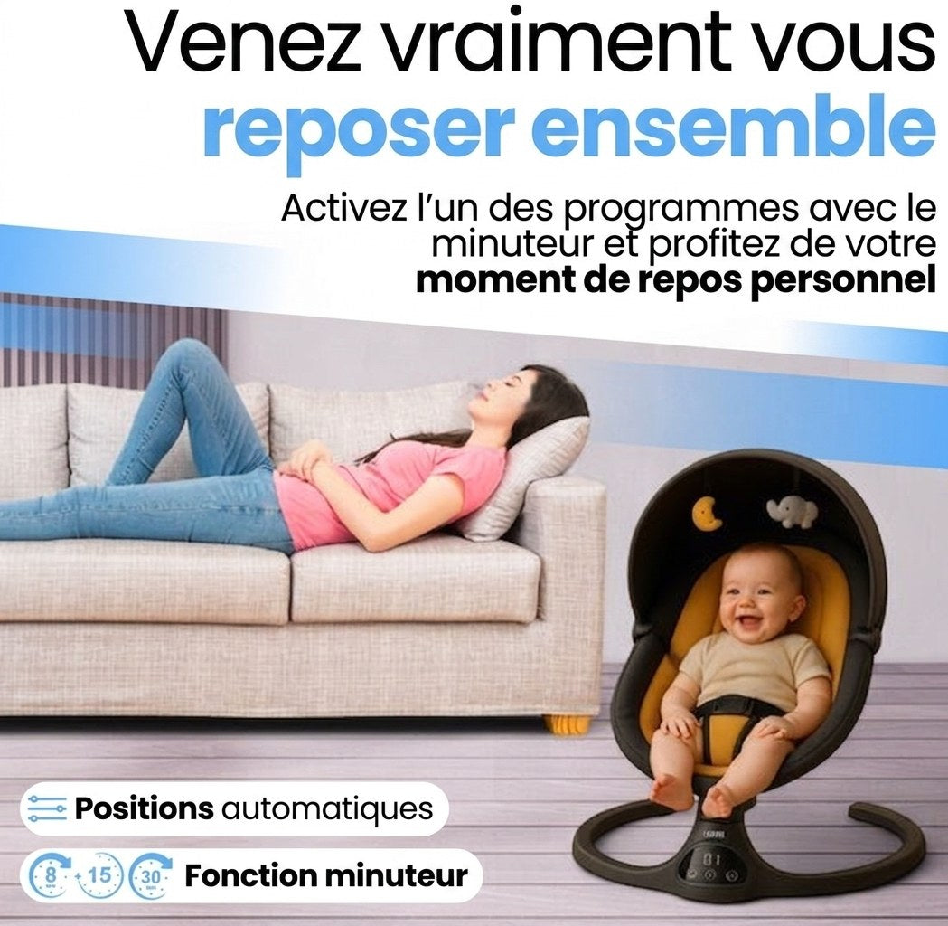 Elektrische Baby Wiegschommel met muziek oranje/zwart (FR 7)