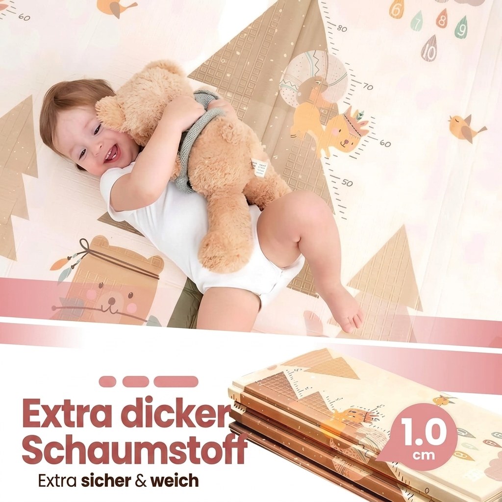 Opvouwbare Baby Speelmat dieren 200×150 cm met opbergtas (DE 5)