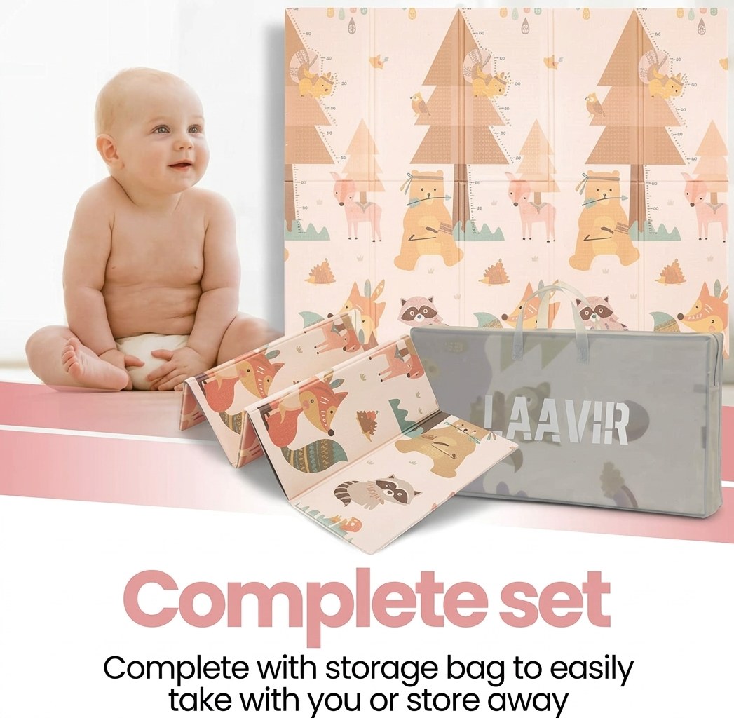 Opvouwbare Baby Speelmat dieren 200×150 cm met opbergtas (EN 6)