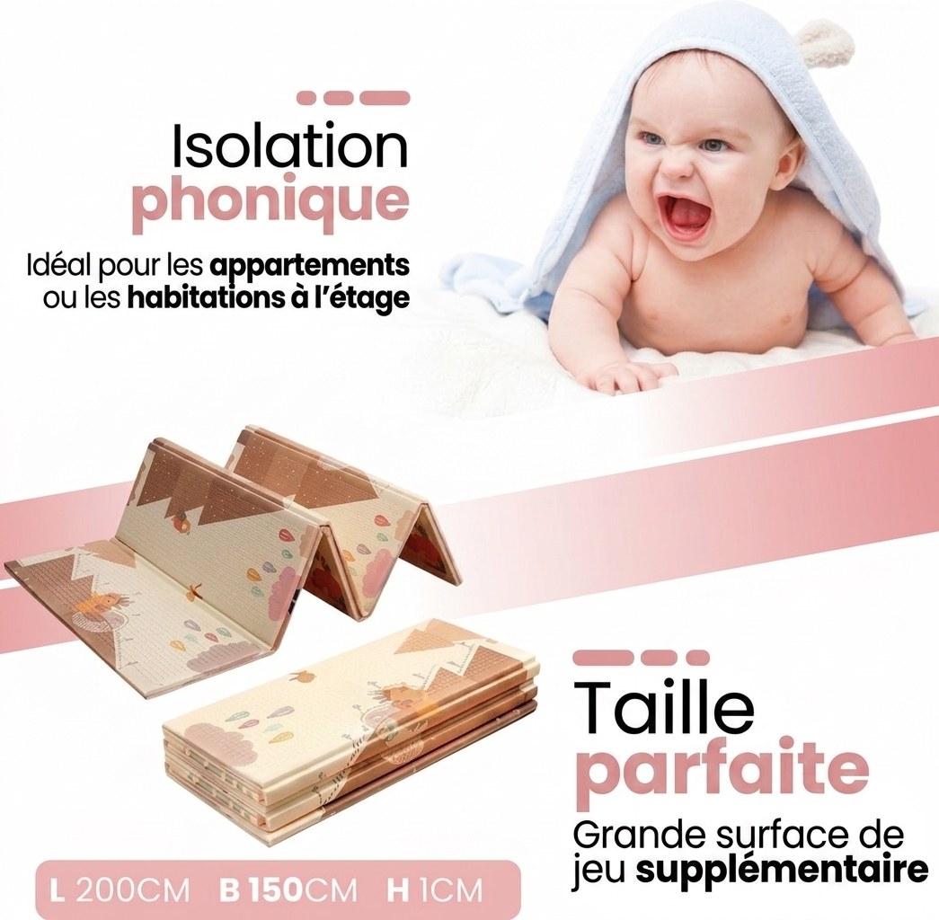 Opvouwbare Baby Speelmat dieren 200×150 cm met opbergtas (FR 4)