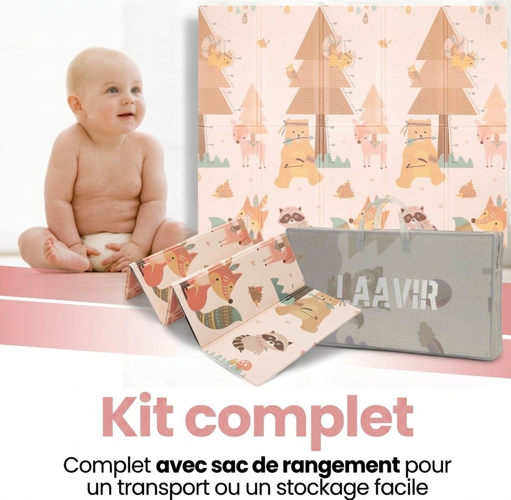 Opvouwbare Baby Speelmat dieren 200×150 cm met opbergtas (FR 6)