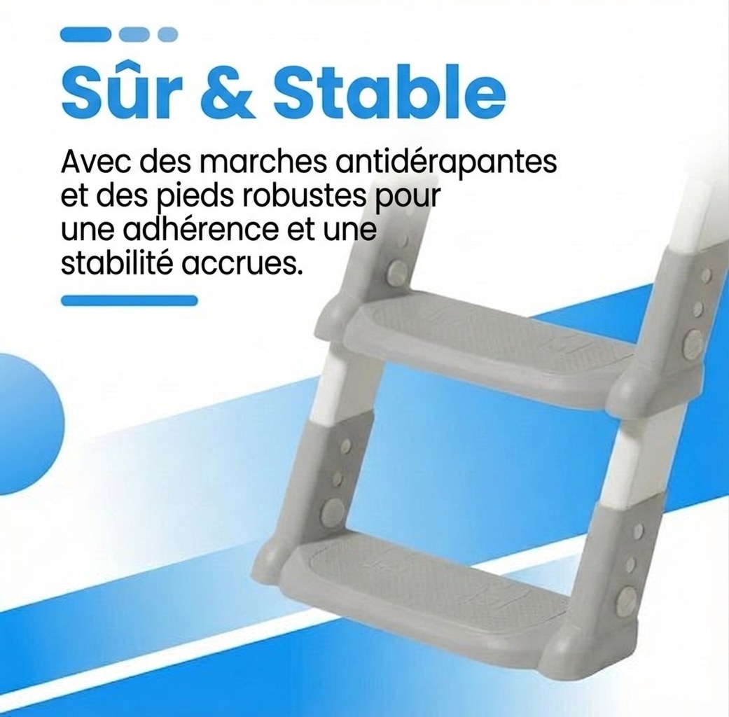 Laavir® WC‑Verkleiner & Toilettrainer met Trapje - Zelfstandigheid & Veiligheid voor Peuters - Grijs (FR 5)