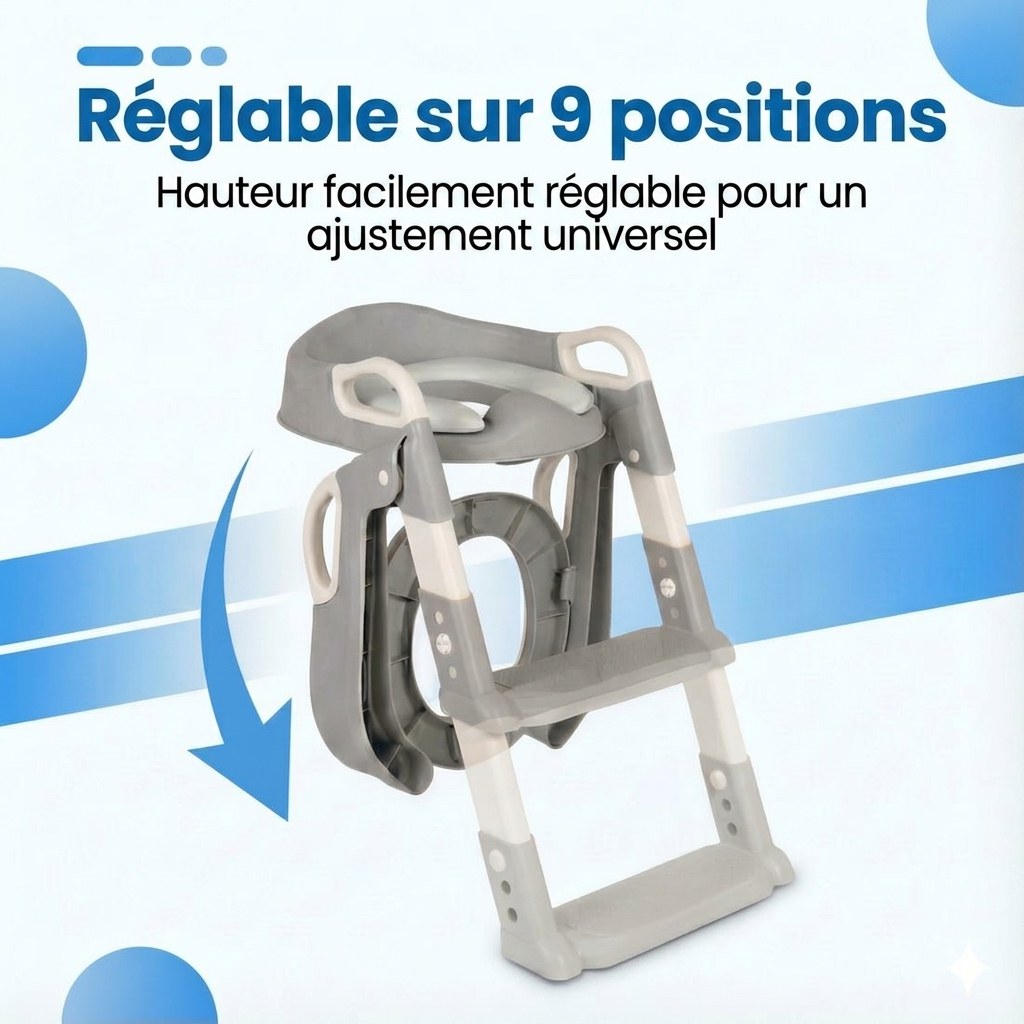 Laavir® WC‑Verkleiner & Toilettrainer met Trapje - Zelfstandigheid & Veiligheid voor Peuters - Grijs (FR 6)