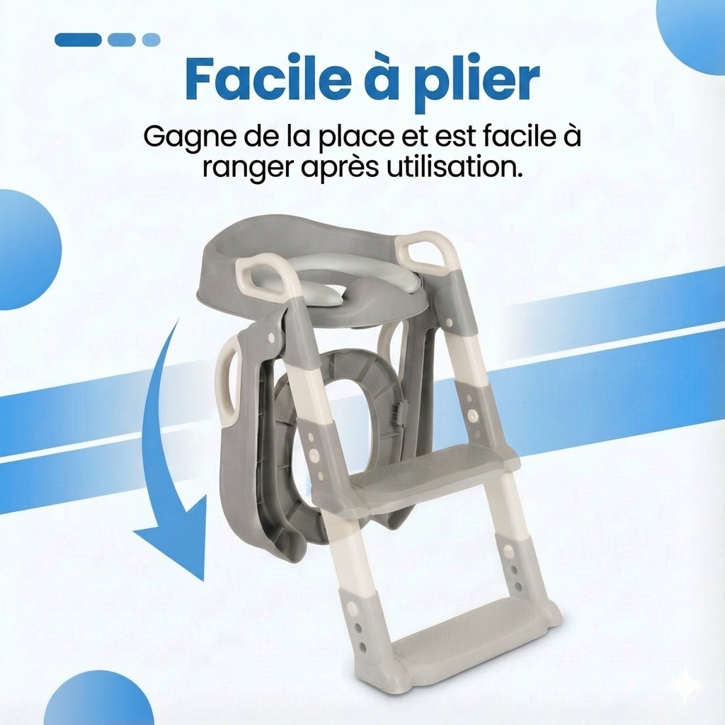 Laavir® WC‑Verkleiner & Toilettrainer met Trapje - Zelfstandigheid & Veiligheid voor Peuters - Grijs (FR 7)