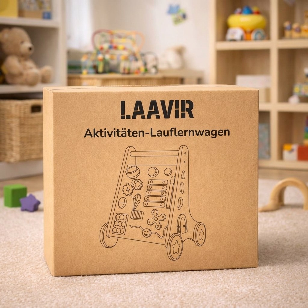 Houten Loopwagen met Activiteitenpaneel - Montessori - Lichtgroen (DE 7)