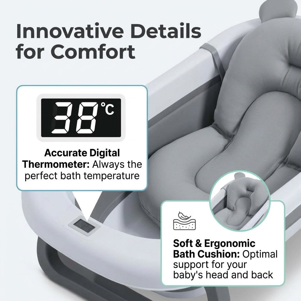Babybad opvouwbaar met digitale thermometer & badkussen (EN 3)