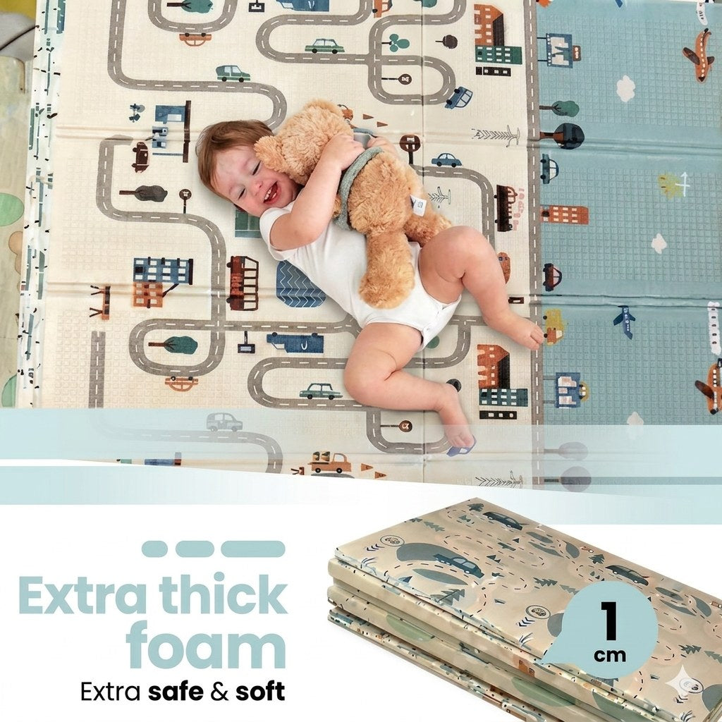 Opvouwbare Baby Speelmat Auto- en Stadsontwerp 200×150 cm met opbergtas (EN 5)