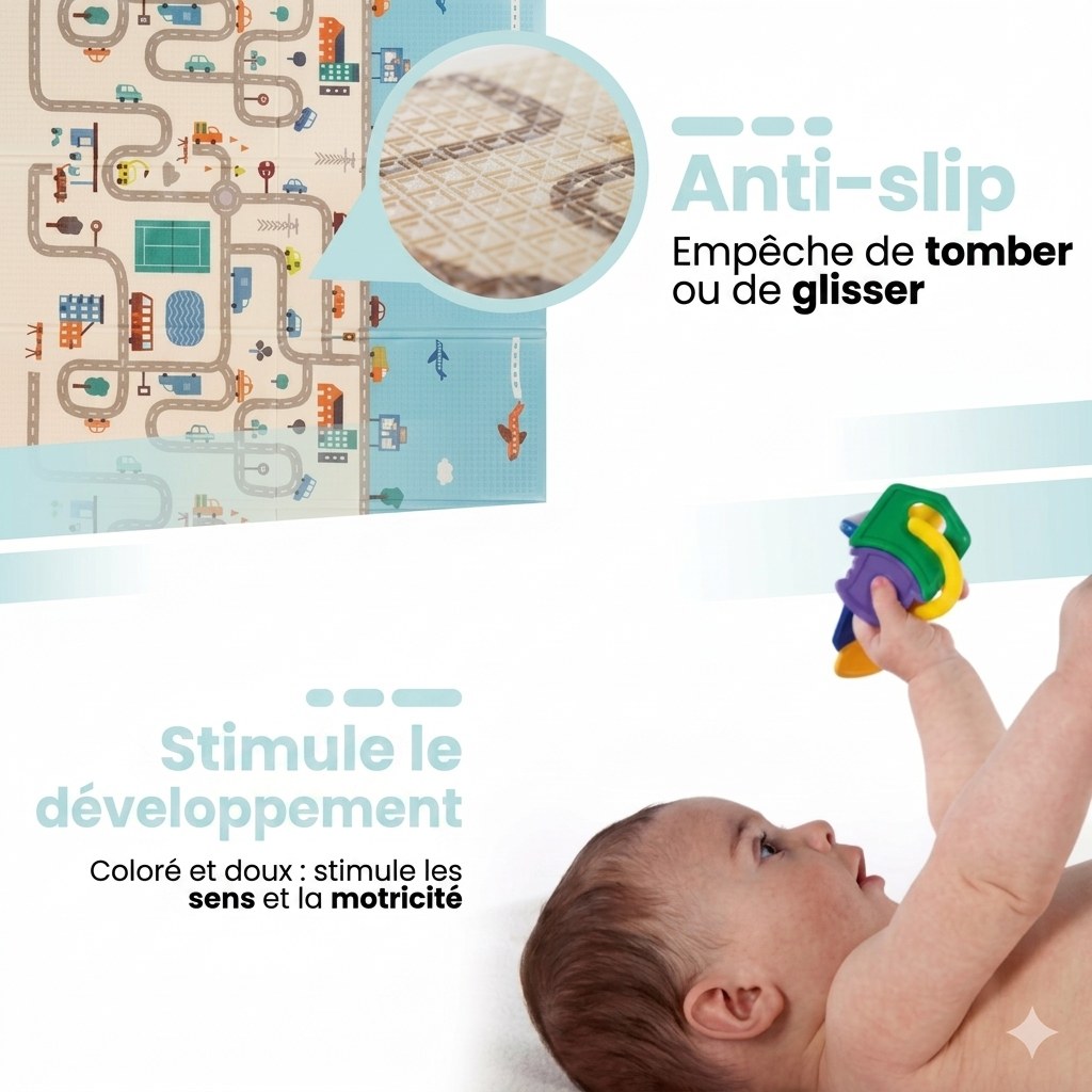 Opvouwbare Baby Speelmat Auto- en Stadsontwerp 200×150 cm met opbergtas (FR 2)