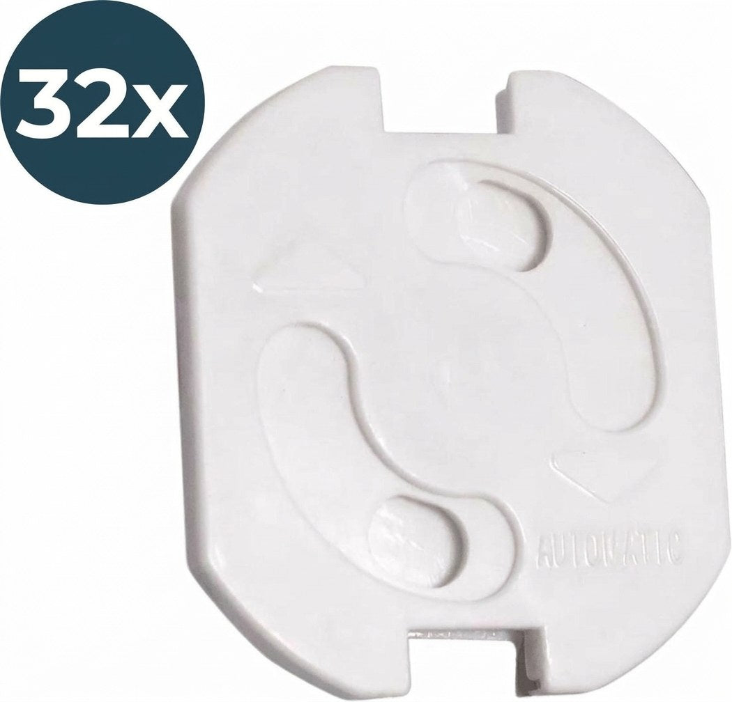 Stopcontactbeveiliging met 3M Plakstrips - 32 Stuks - Wit (EN 1)
