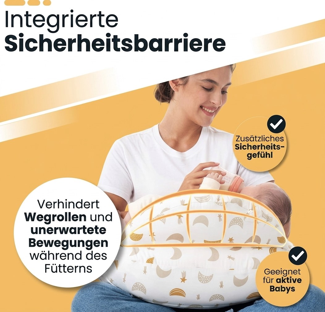 Voedingskussen 3-in-1 met Afneembare Hoes - Maan en Ster - Wit (DE 3)